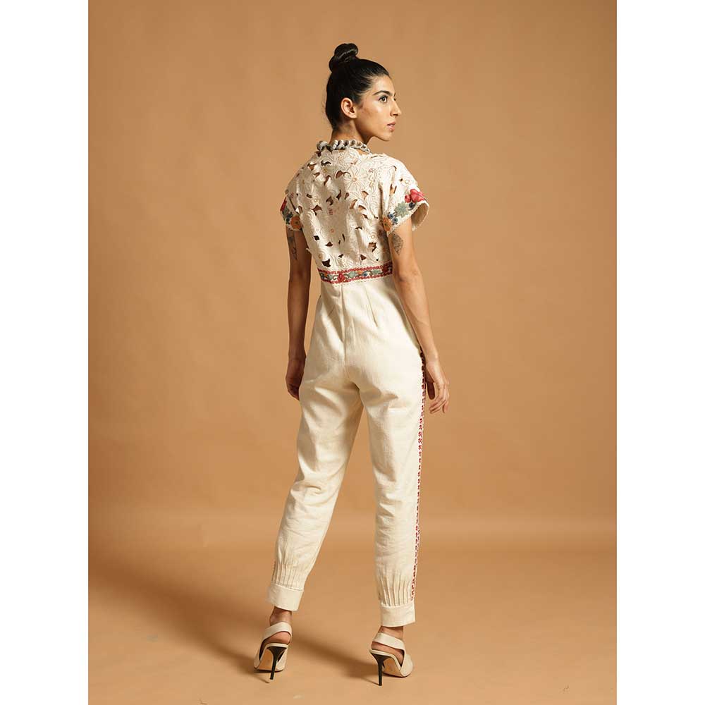 CHANDRIMA Ivory Kala Cotton Jumpsuit