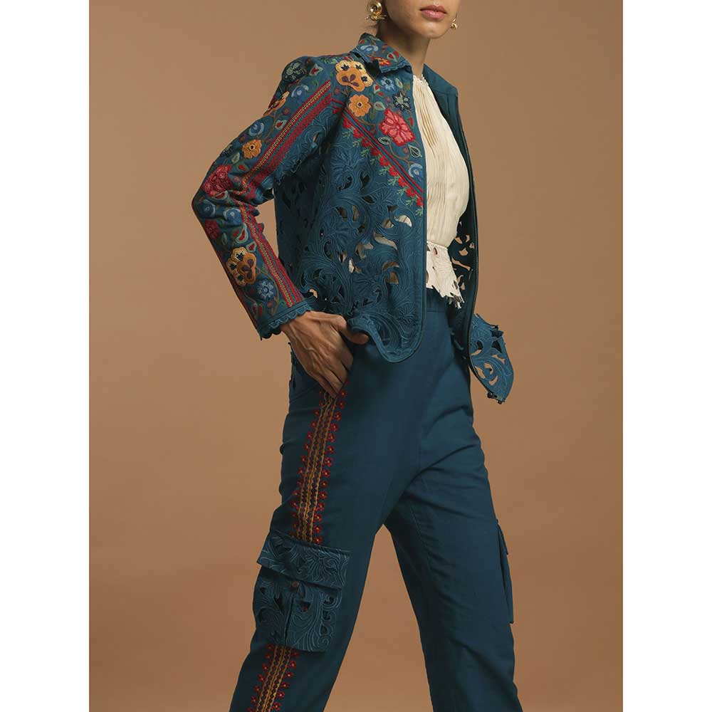 CHANDRIMA Blue Kala Cotton Cargo Pants