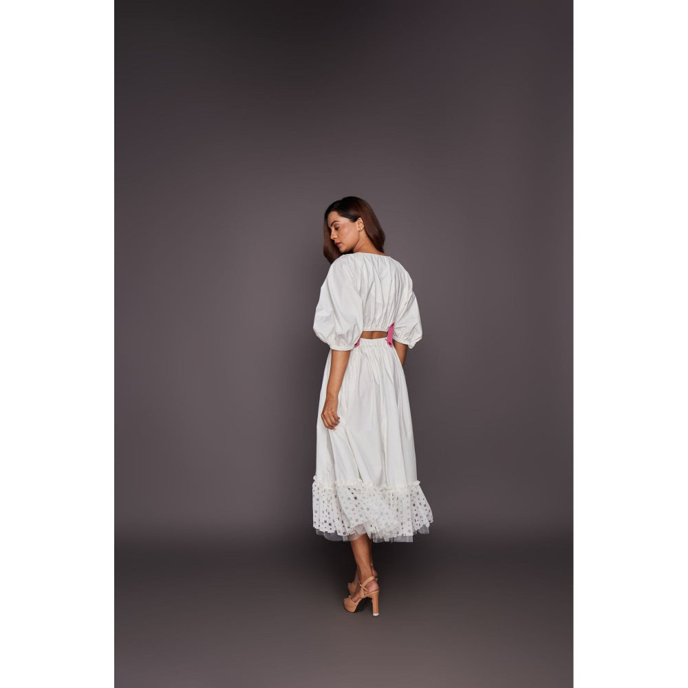 Deepika Arora Co-Ord with Georgette Cutwork Skirt - White (Set of 6)