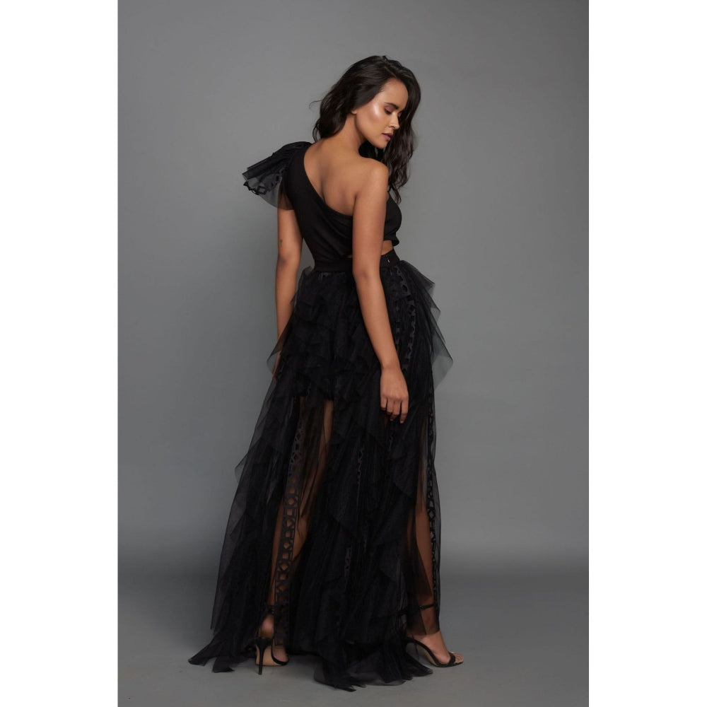 Deepika Arora One Shoulder Dress - Black (Set of 2)