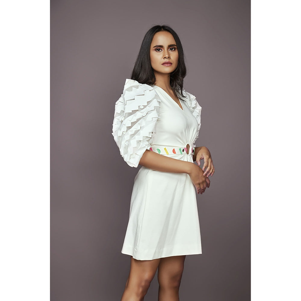 Deepika Arora Side Cutout Dress - White (Set of 2)