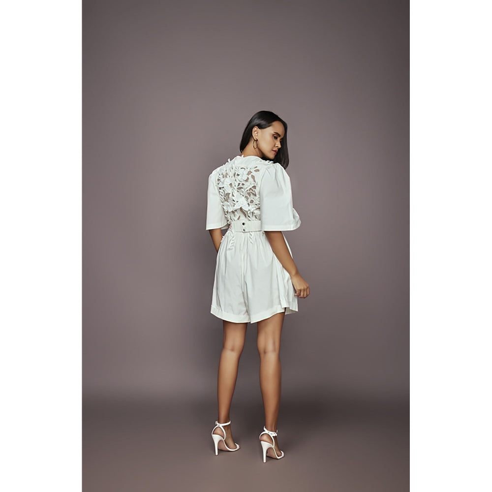 Deepika Arora Cotton Playsuit - White (Set of 2)
