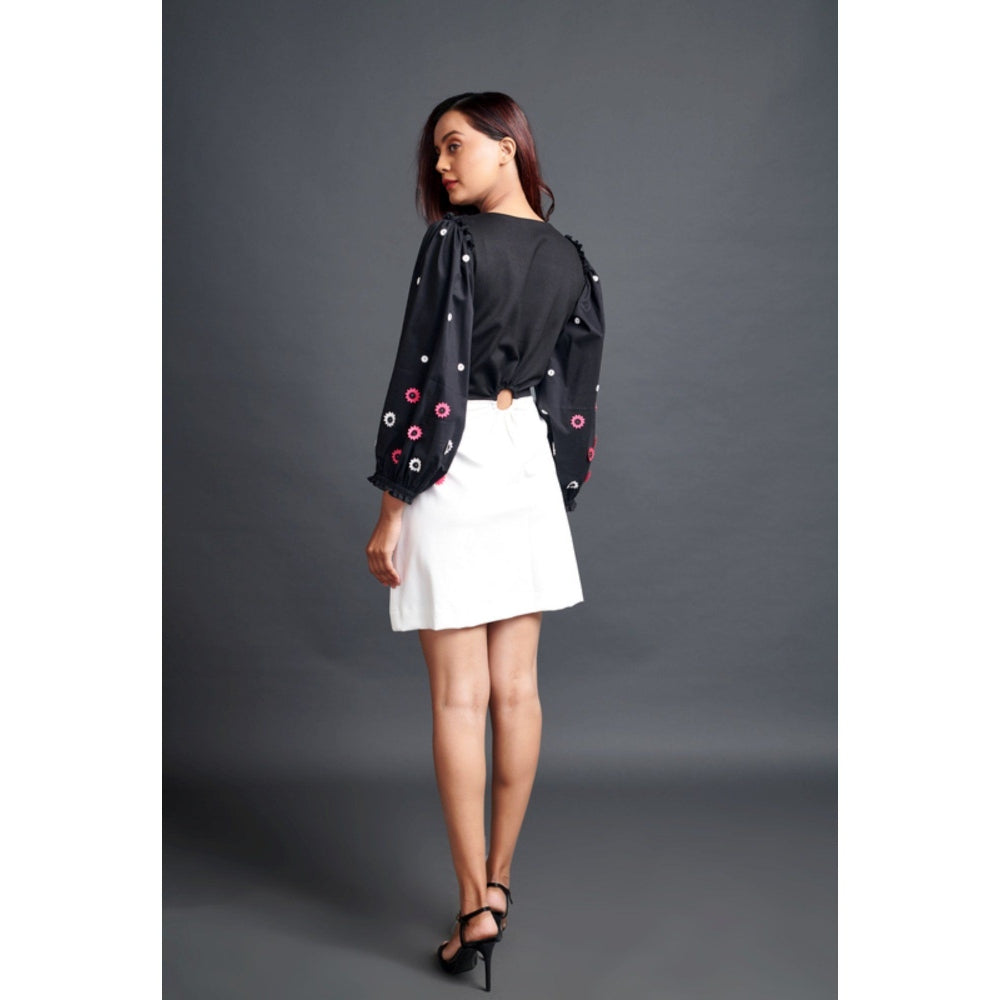 Deepika Arora Embroidered Side Cut Out Dress Black