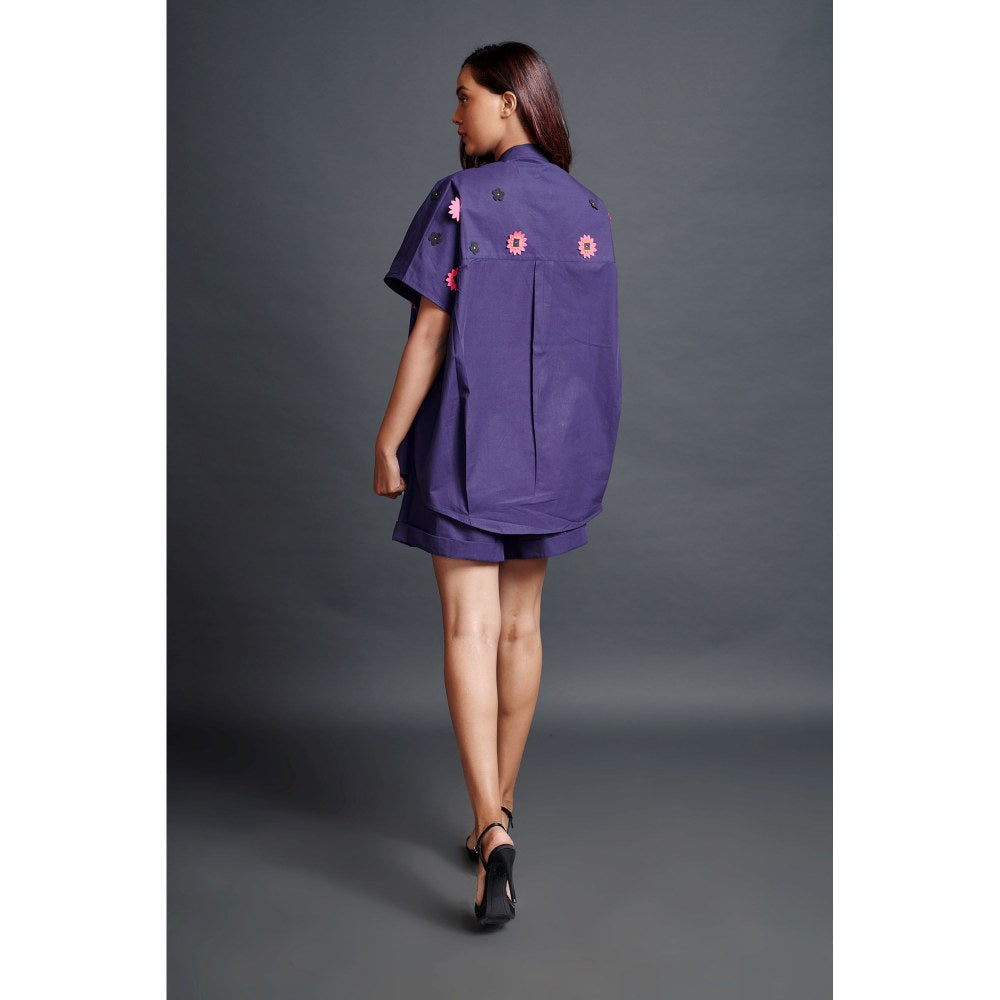 Deepika Arora Purple Oversized Shirt with Shorts Co-Ord (Set of 2)