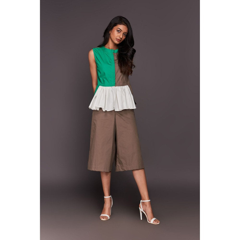 peplum top with culottes