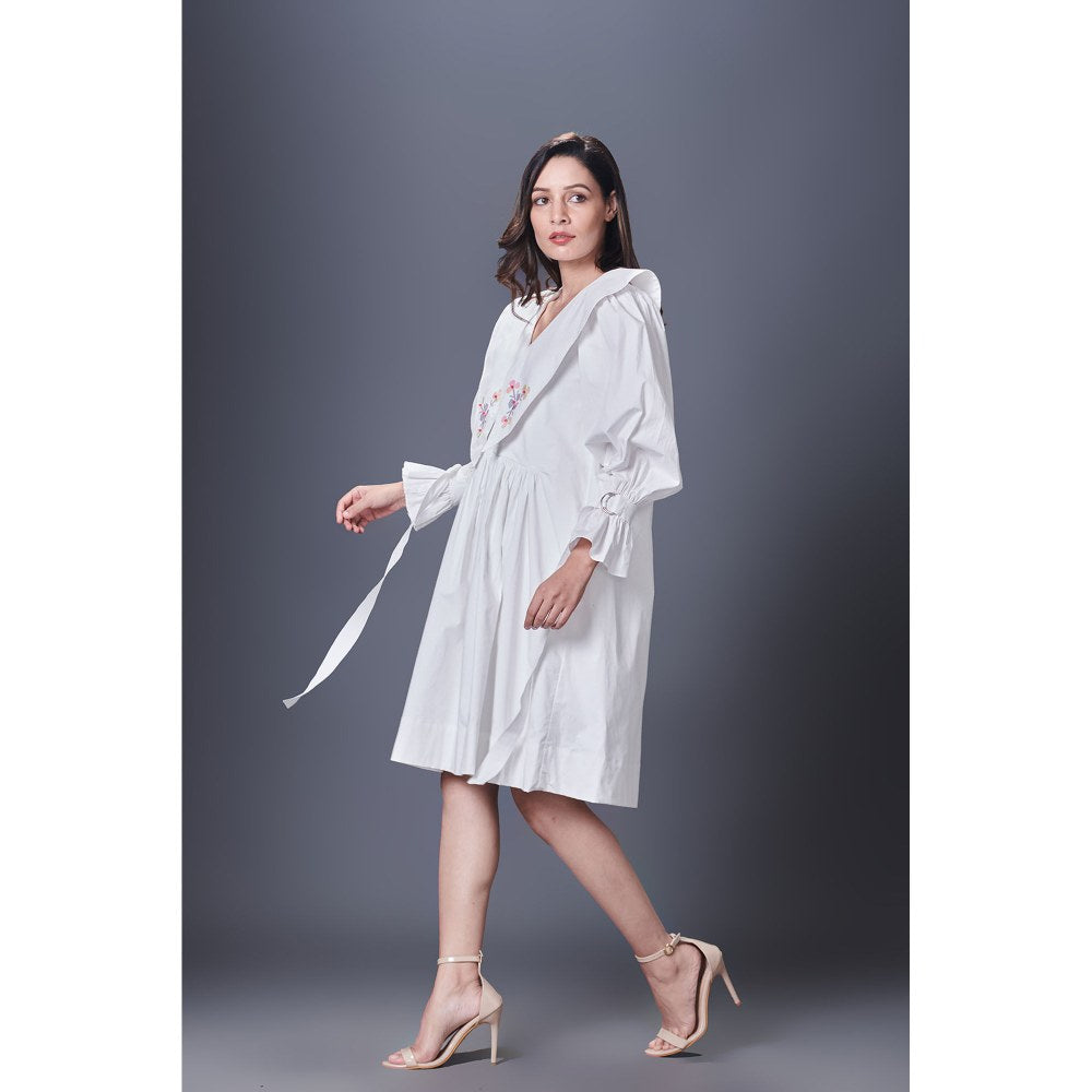 Deepika Arora White Dress With Sailor Collar