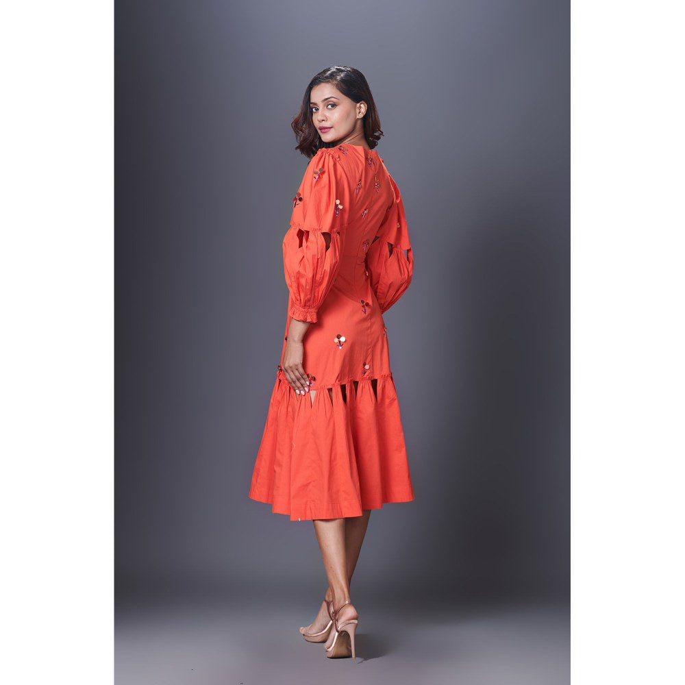 Deepika Arora Orange Cutout Dress
