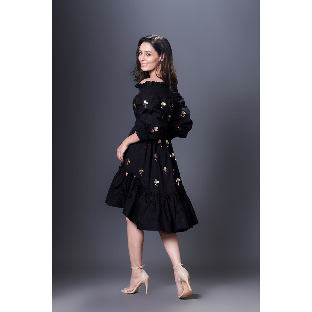 Deepika Arora Black High-Low Dress (Set of 2)