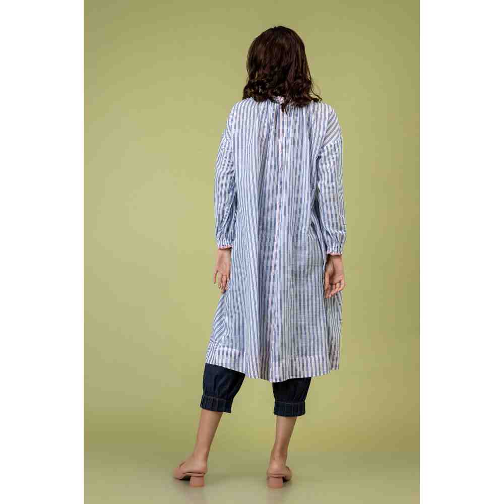 Doodlage Blue And White Striped Dress