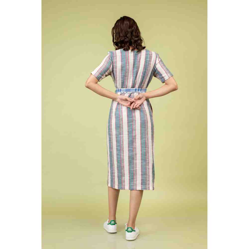 Doodlage Multicolor Striped Knotted Dress
