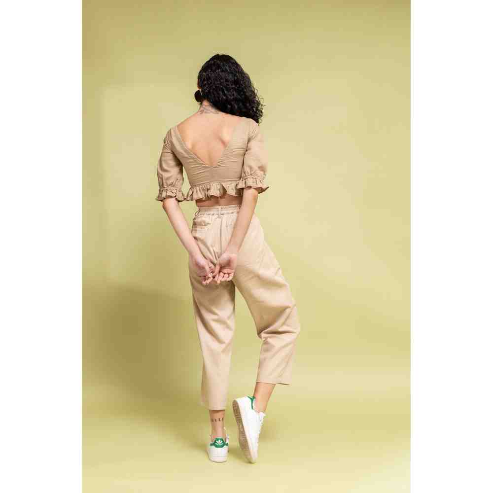 Doodlage Beige Regulat Fit Pants