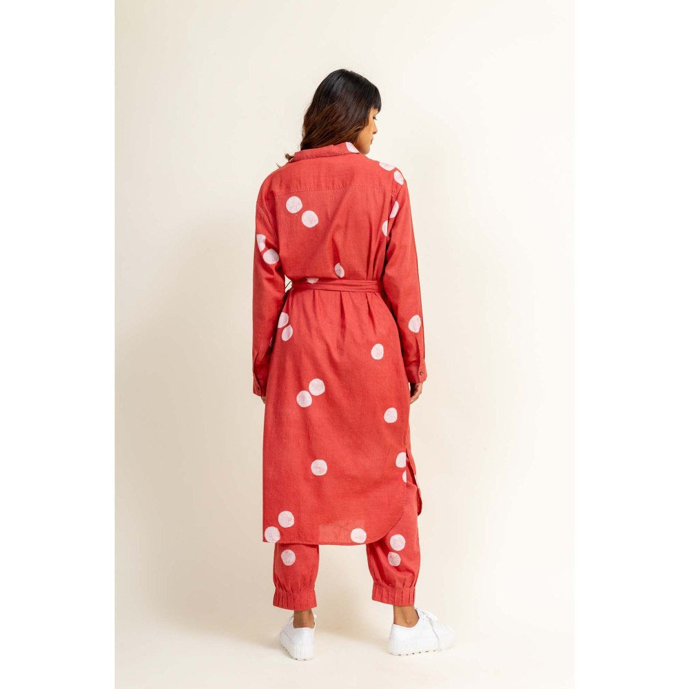 Doodlage Sehela Batik Coral Tunic With Pant And Belt (Set of 3)