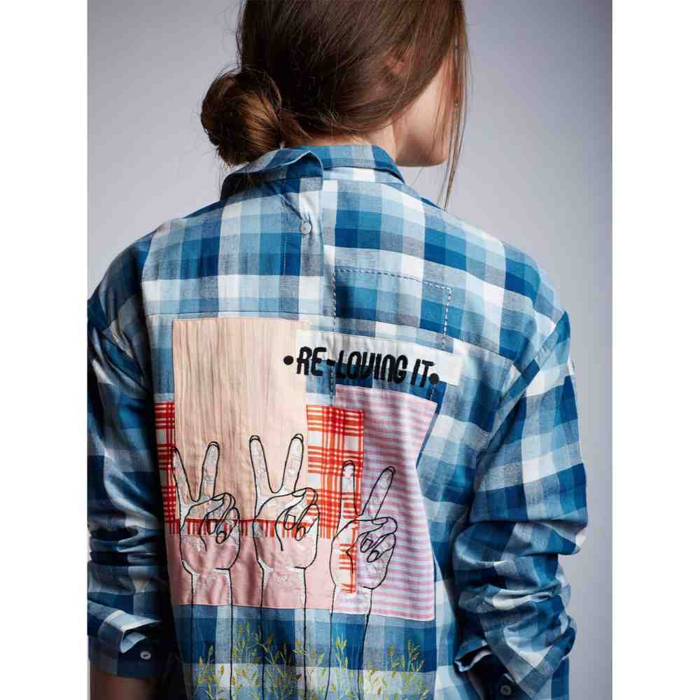 Doodlage "Re-Loving It" Shirt Dress With Patchwork