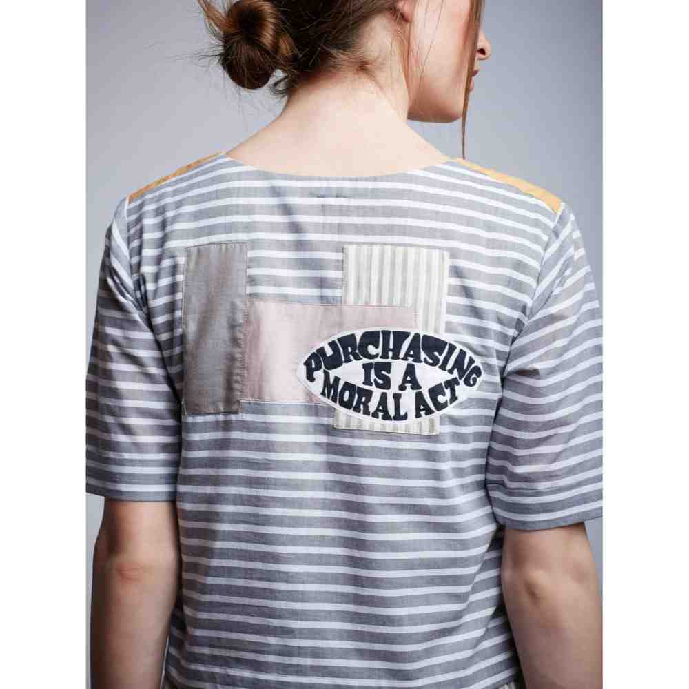 Doodlage Patchwork Slogan Top Dress
