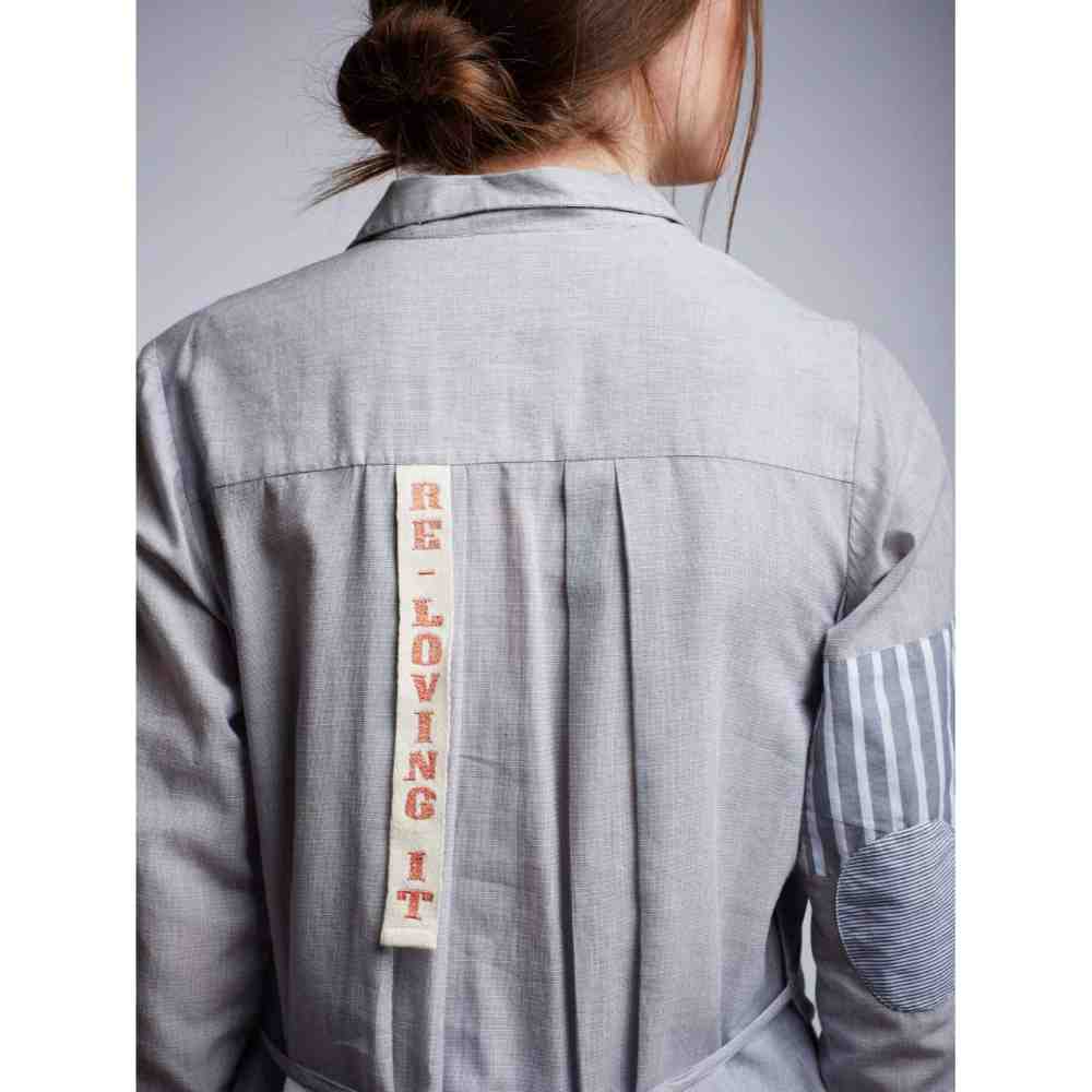 Doodlage Side Slit Shirt With Patchwork And Tag