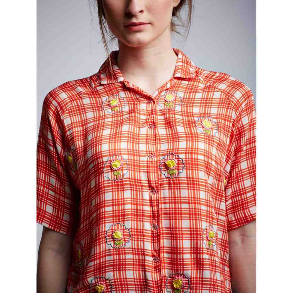 Doodlage Baseball Shirt With Floral Embroidery