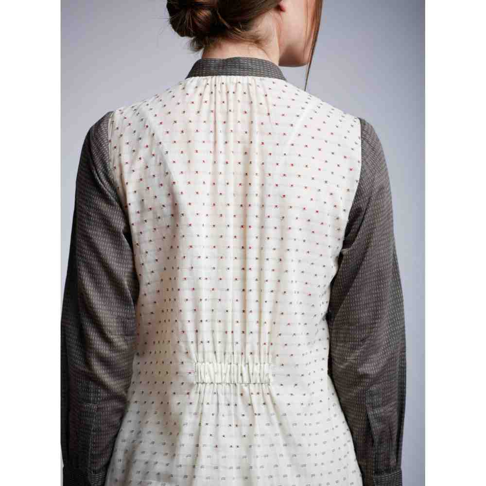 Doodlage Back Elastic Dress With Dot Embroidery