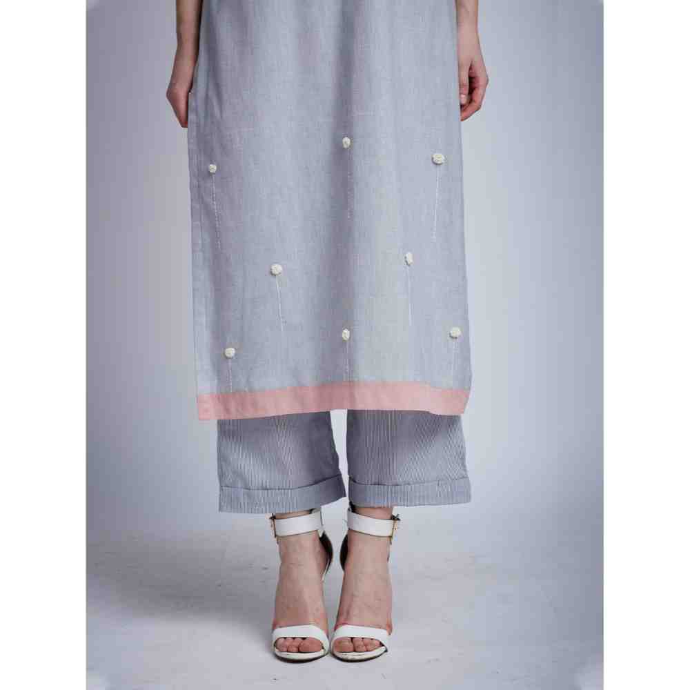 Doodlage Floral Embroideryroidered Tunic With Pants (Set of 2)