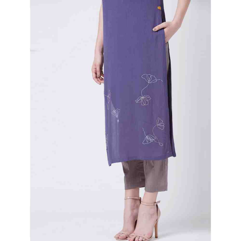 Doodlage Side Slit Purple Kurta