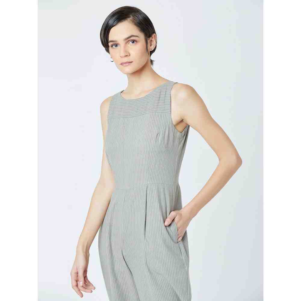 Doodlage Grey Winona Striped Jumpsuit