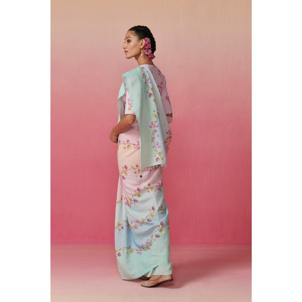 Dressfolk Women Bougainvillea Skies Saree