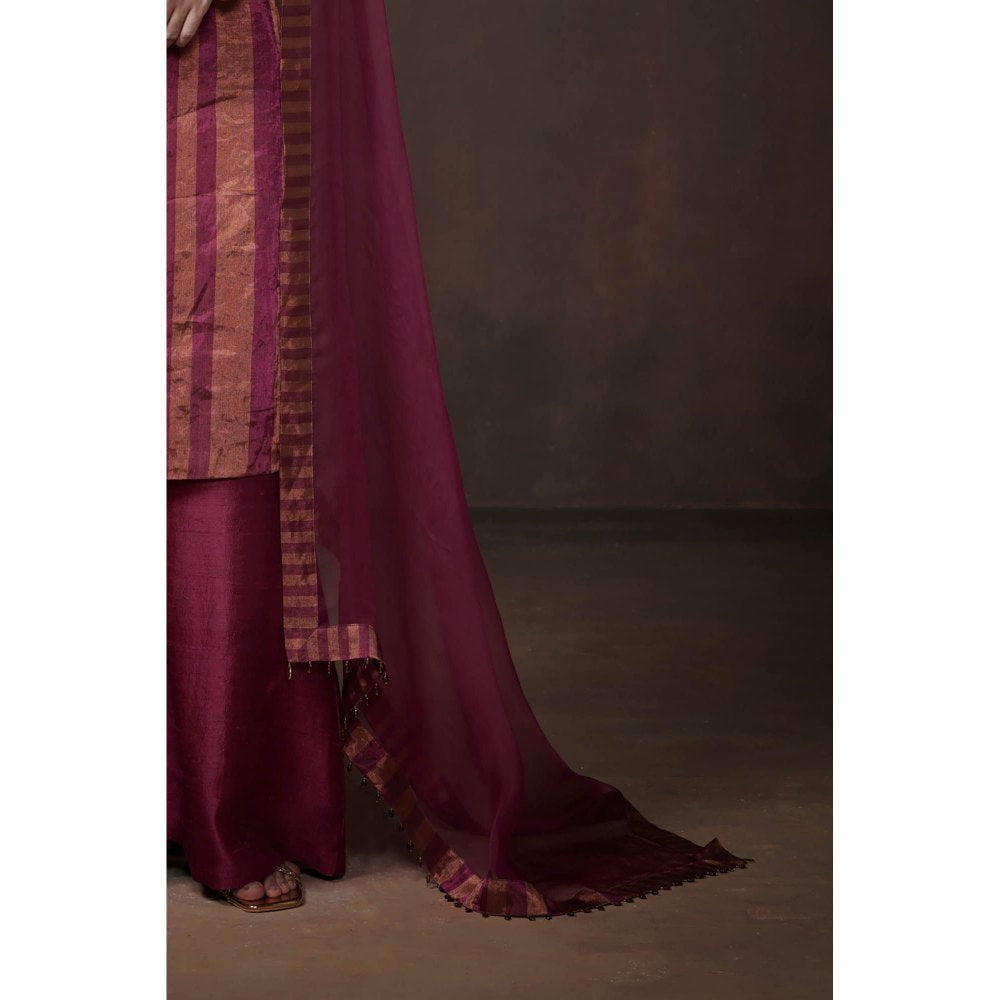 Dressfolk Magenta & Copper Tissue Palazzo (Set of 3)