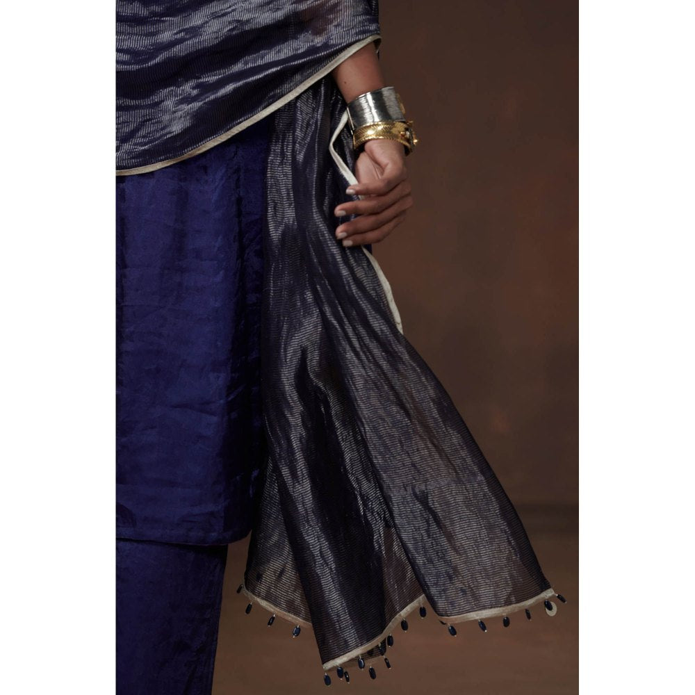 Dressfolk Blue Tissue Kalidar Kurta Subtle Elegance (Set of 3)
