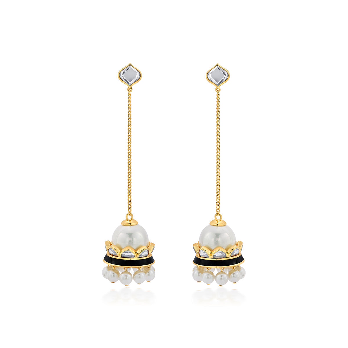 Amina Pearl Mirror Jhumka Earrings - Isharya | Modern Indian Jewelry