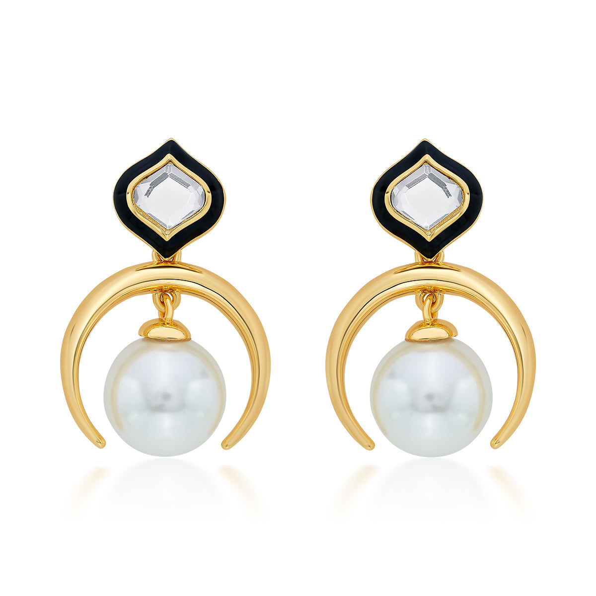 Amina Half Moon Pearl Earrings