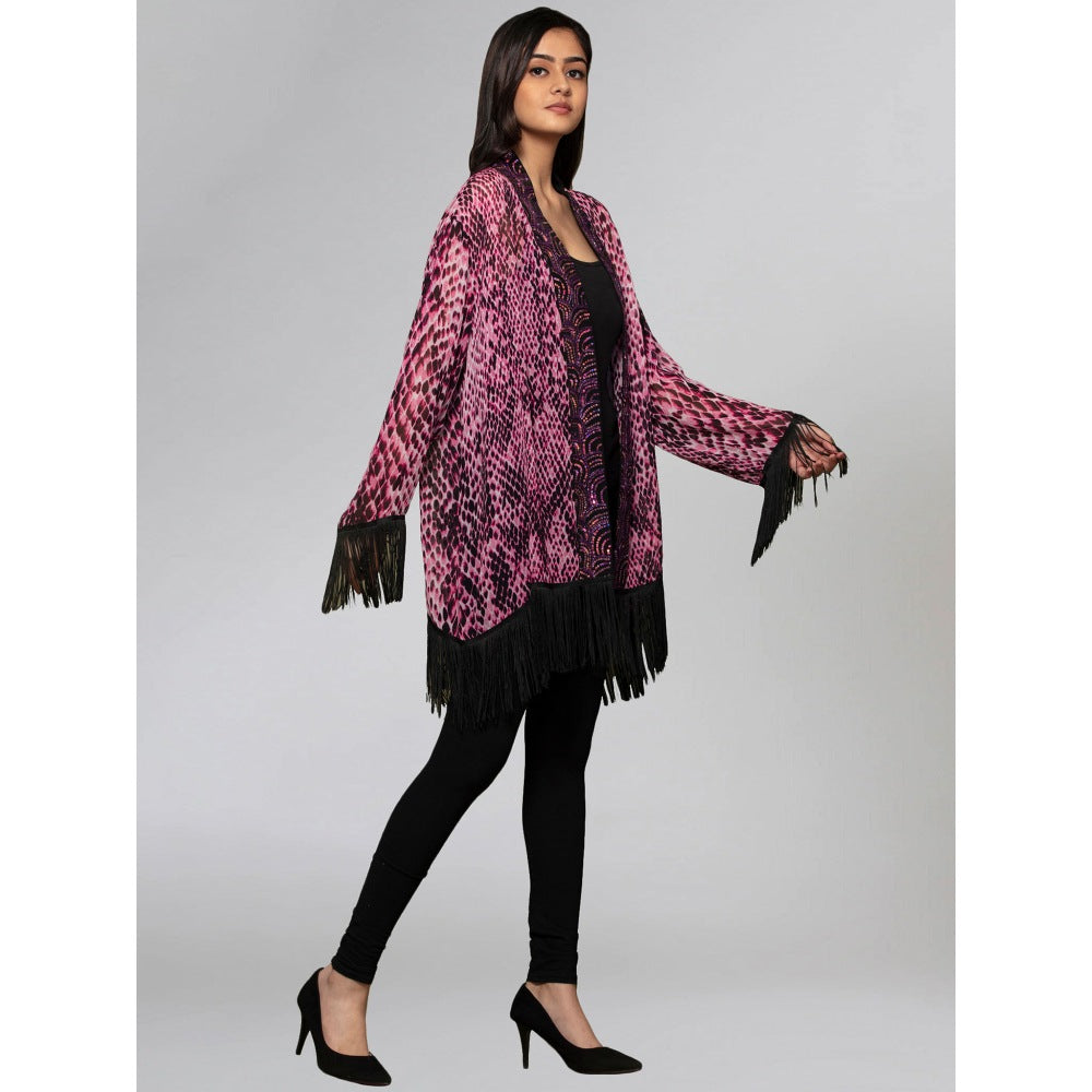 First Resort by Ramola Bachchan Pink Animal Print Kimono