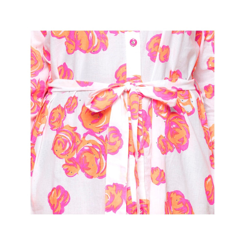 First Resort by Ramola Bachchan Orange Rose Print Shirt Dress (Set of 2)