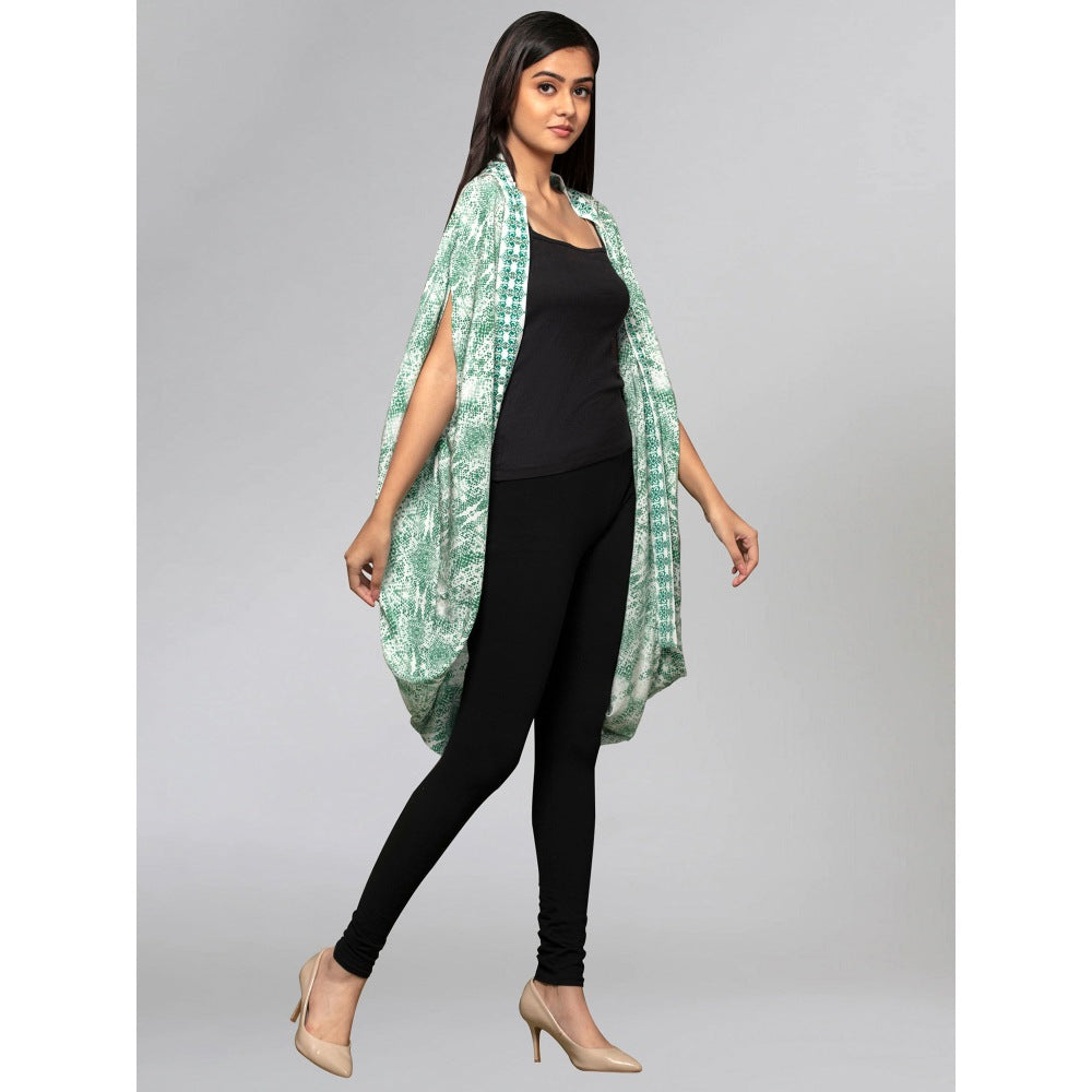 First Resort by Ramola Bachchan Green Animal Print Cape