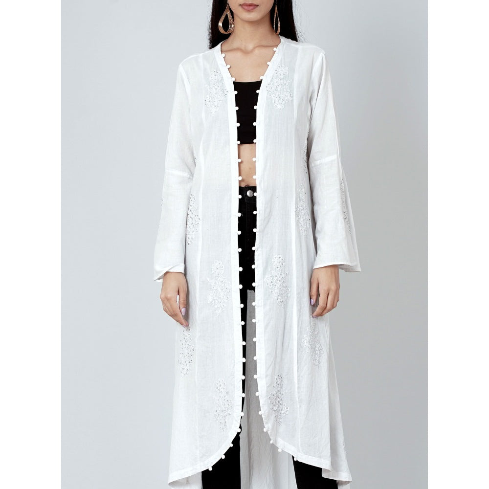 First Resort by Ramola Bachchan Grey Embellished Coat Shrug