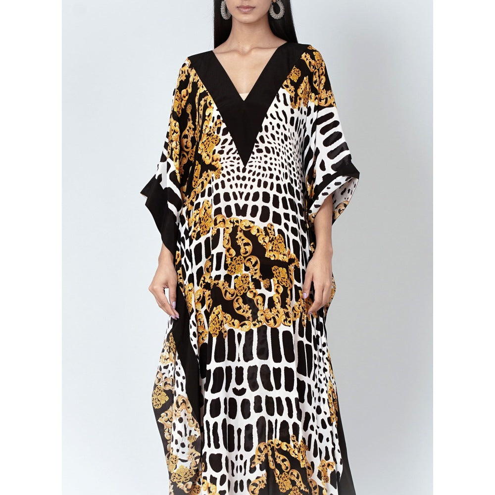 First Resort by Ramola Bachchan Yellow Baroque Full Length Kaftan