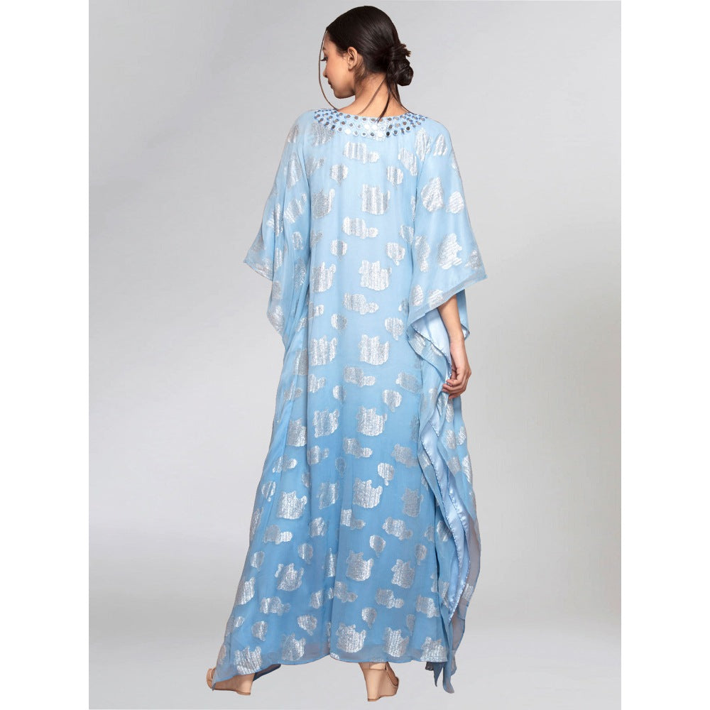 First Resort by Ramola Bachchan Blue And Grey Ombre Full Length Kaftan