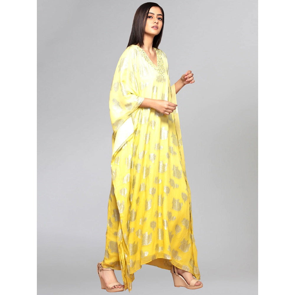 First Resort by Ramola Bachchan Yellow Ombre Full Length Kaftan