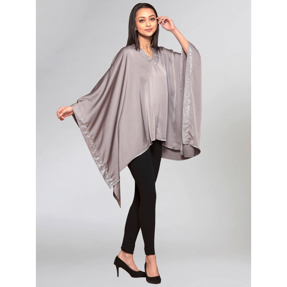 First Resort by Ramola Bachchan Grey Embellished Kaftan Top