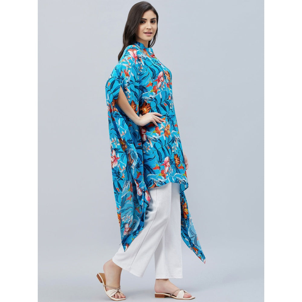 First Resort by Ramola Bachchan Blue Tropical Print Tunic