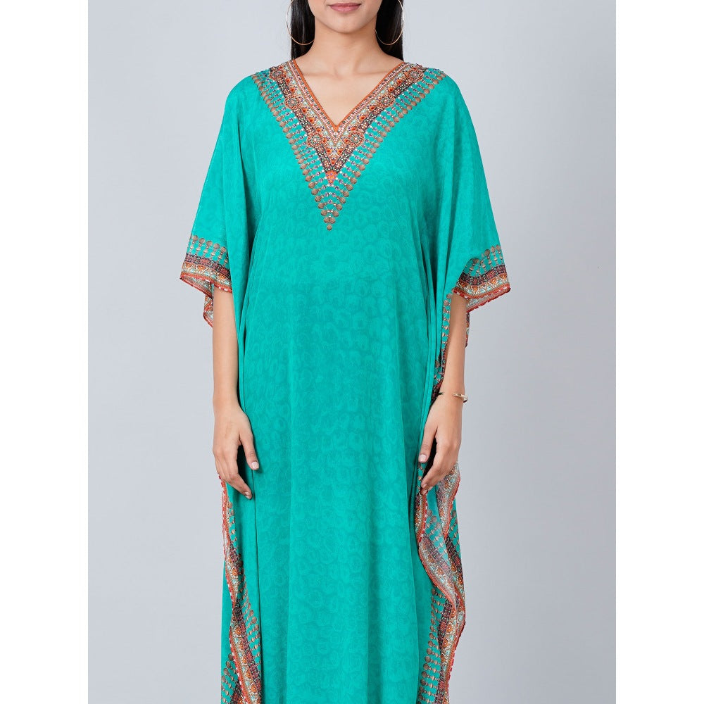 First Resort by Ramola Bachchan Turquoise Pearl Full Length Kaftan