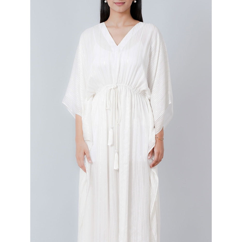 First Resort by Ramola Bachchan Ivory Lurex Full Length Kaftan