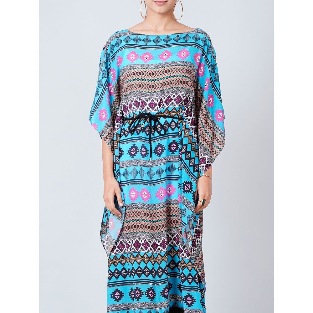First Resort by Ramola Bachchan Blue Aztec Poncho Dress (Set of 2)