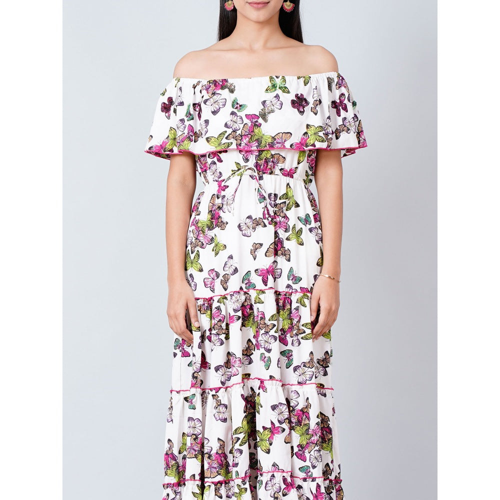 First Resort by Ramola Bachchan White Maxi Ruffle Dress