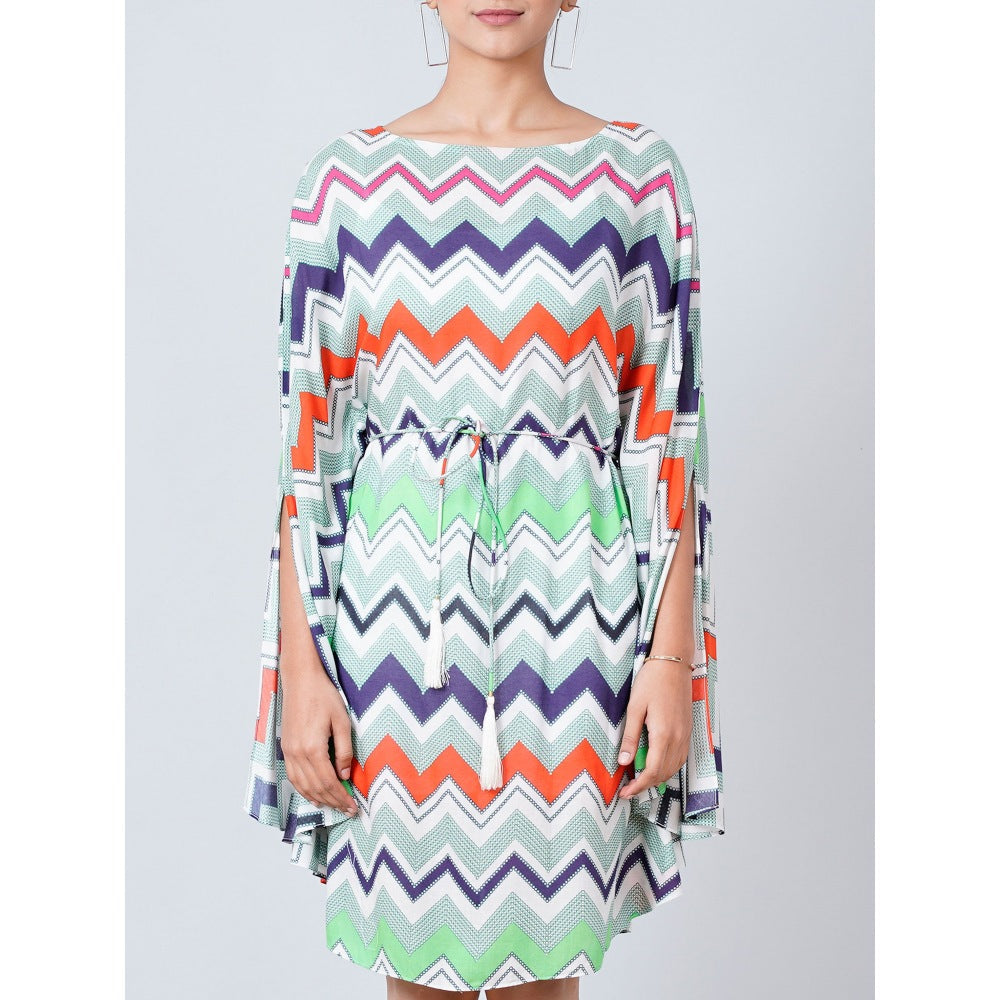First Resort by Ramola Bachchan Multi-color Chevron Knee Length Dress (Set of 2)