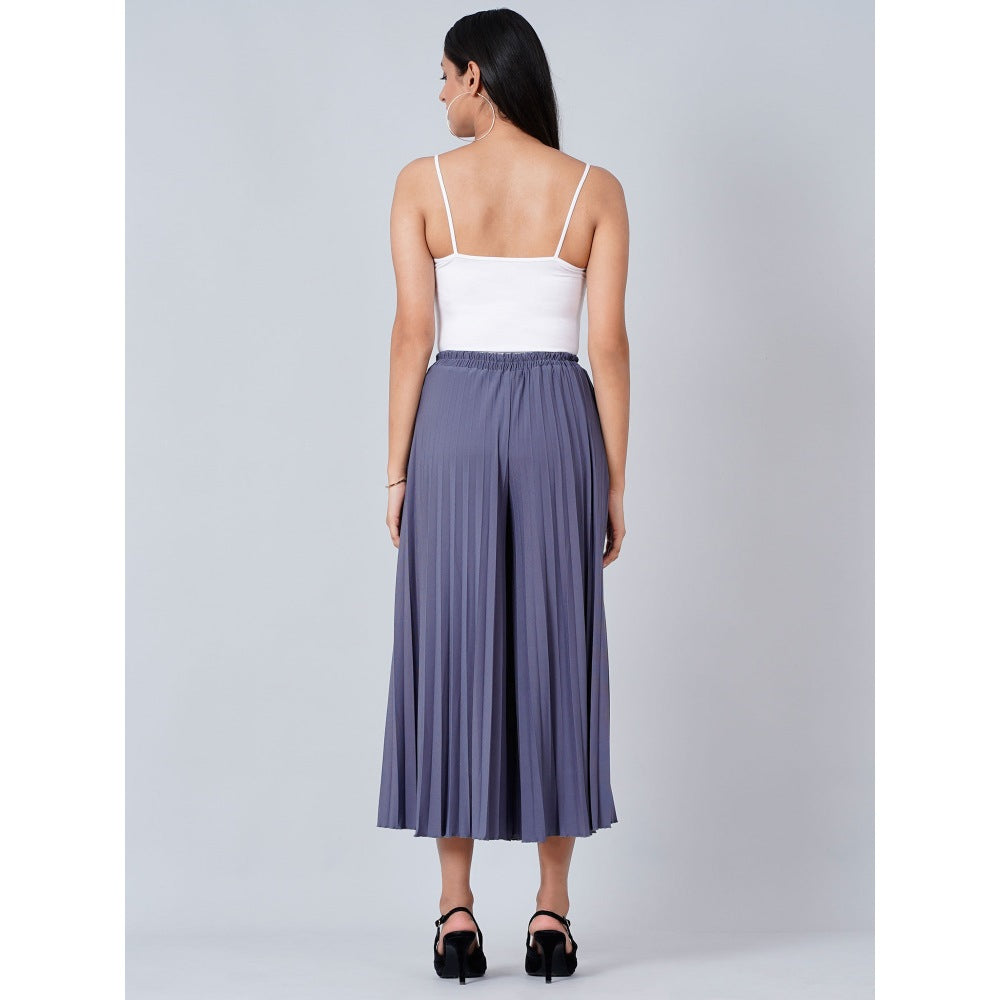 First Resort by Ramola Bachchan Blue Wide Leg Pleated Palazzo