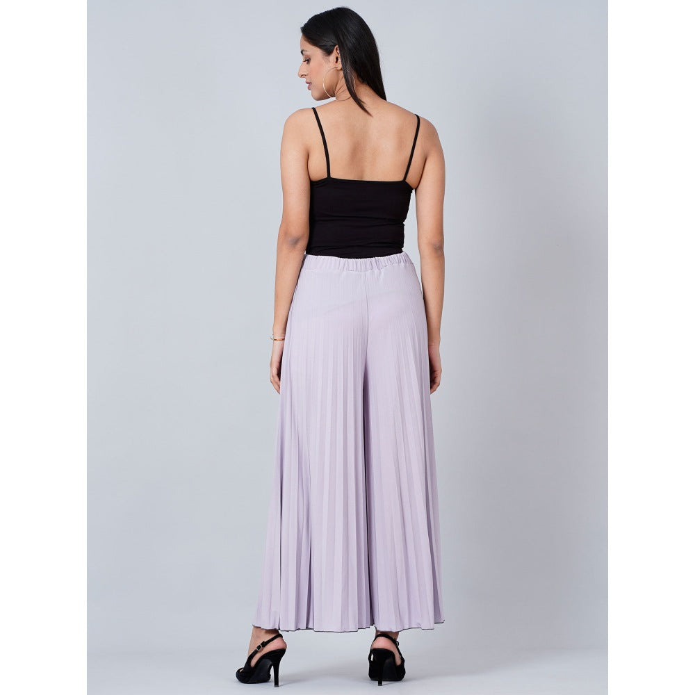 First Resort by Ramola Bachchan Lavender Wide Leg Pleated Palazzo