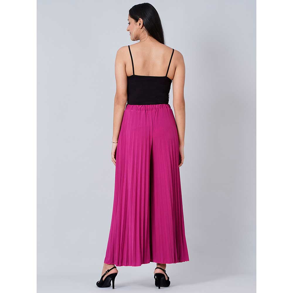 First Resort by Ramola Bachchan Magenta Wide Leg Pink Pleated Palazzo