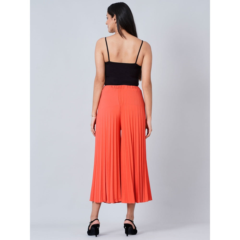 First Resort by Ramola Bachchan Orange Wide Leg Pleated Palazzo