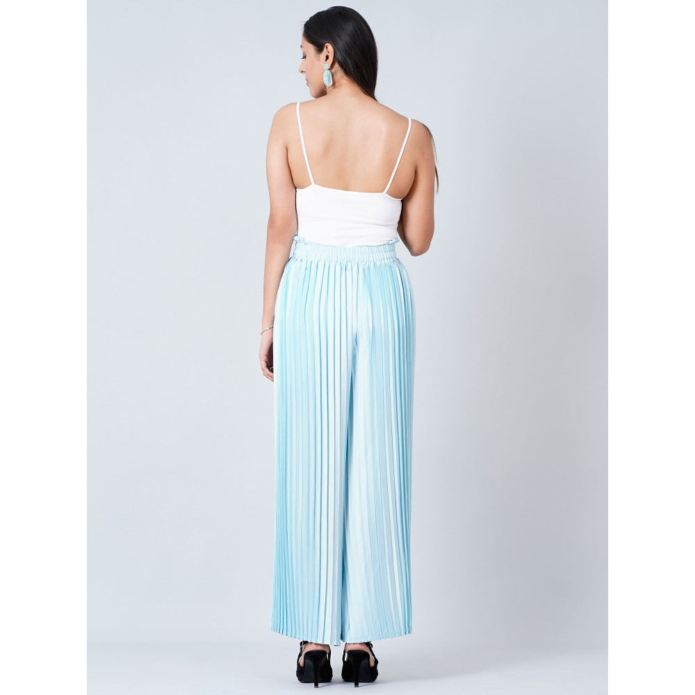 First Resort by Ramola Bachchan Light Blue Pleated Palazzo