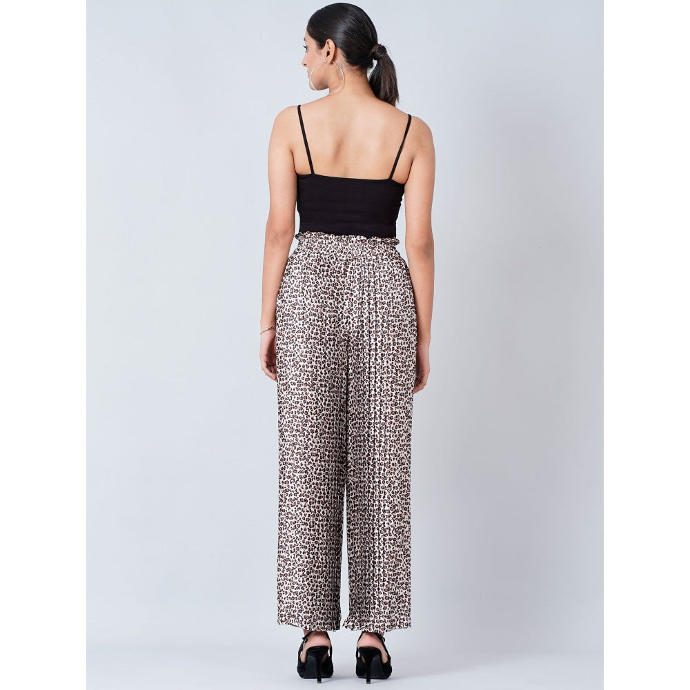 First Resort by Ramola Bachchan Brown Leopard Print Pleated Palazzo
