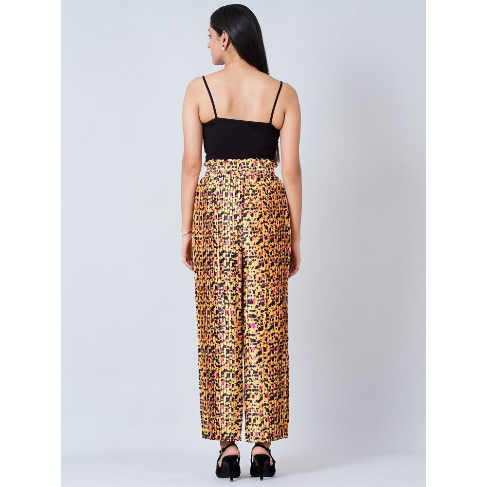 First Resort by Ramola Bachchan Brown Animal Print Top and Knife Pleated Palazzo (Set of 2)